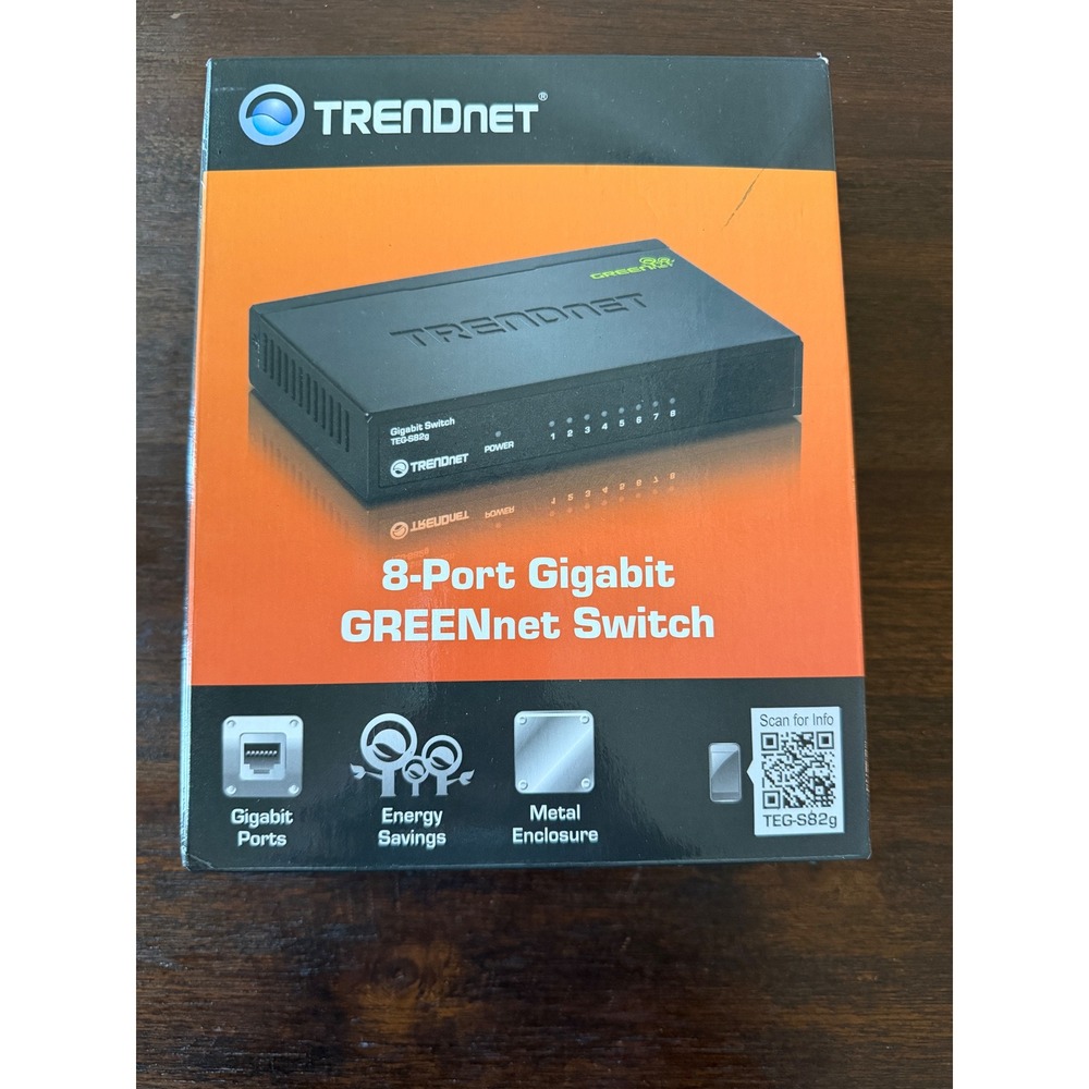 TRENDnet TEG-S82g 8-Port Gigabit GREENnet Switch Metal Enclosure Black
